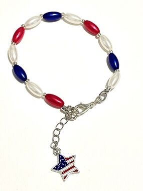 Patriotic Pearlized Rice Bead Bracelet